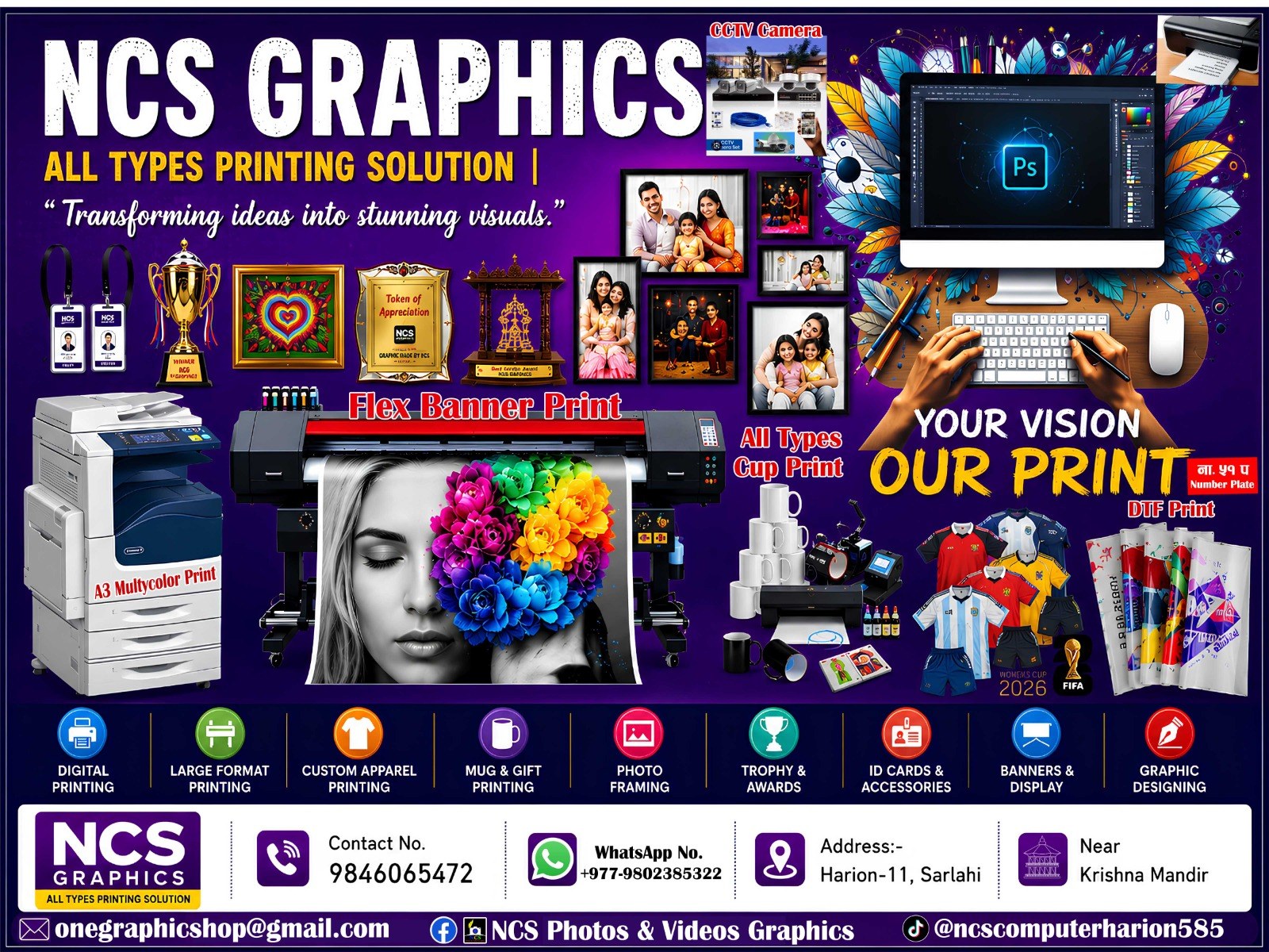 NCS Graphics original promotional poster showing printing products and services